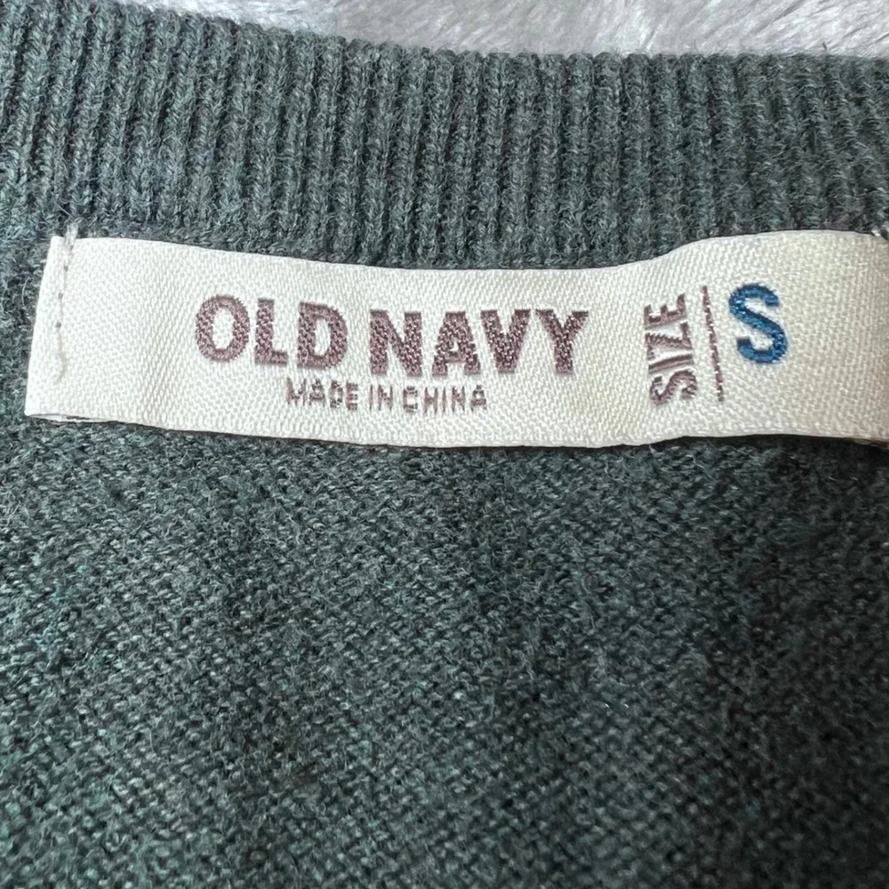 Old Navy Mens Size Small V Neck Sweater Green Argyle Classic Fit Preppy‎ Fall